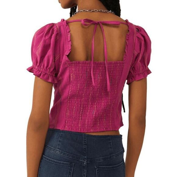 NEW Free People Womens Small Pink Seatonin Corset Top - Picture 4 of 5